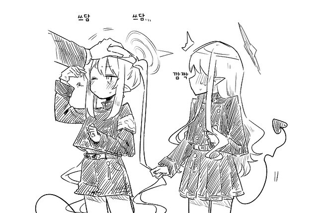 블루아카)쓰담쓰담이 부끄러운 철도카키_1.jpg