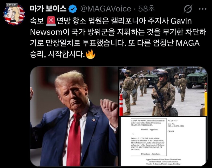 미연방법원 개빈뉴섬 캘리포니아 주방위군지휘권 박탈_1.png