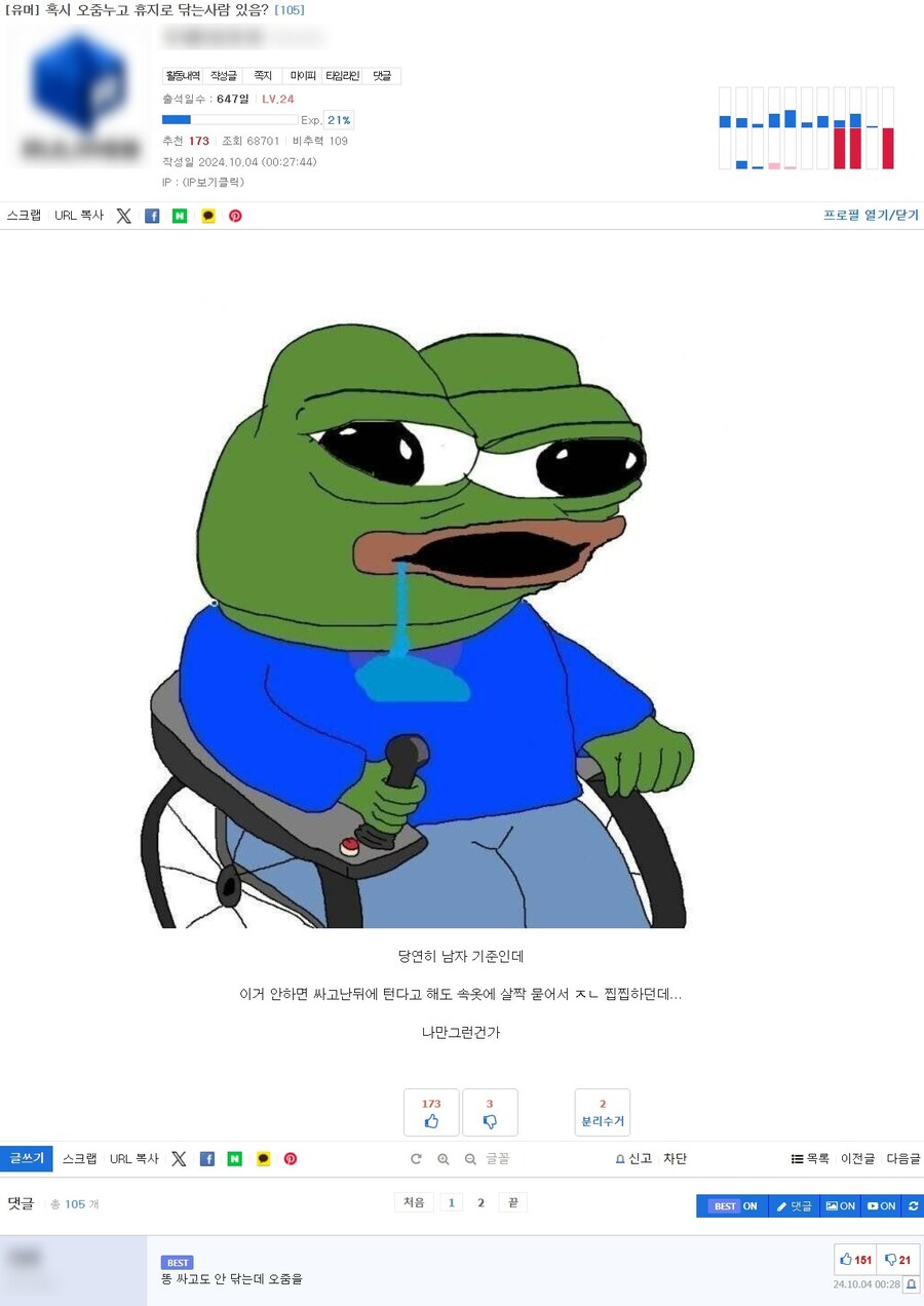 소변 보고 휴지로 닦는 사람 레전드.jpg_2.jpg