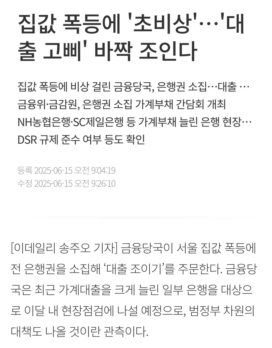 집값 폭등에 '초비상'…'대출 고삐' 바짝 조인다_1.jpg