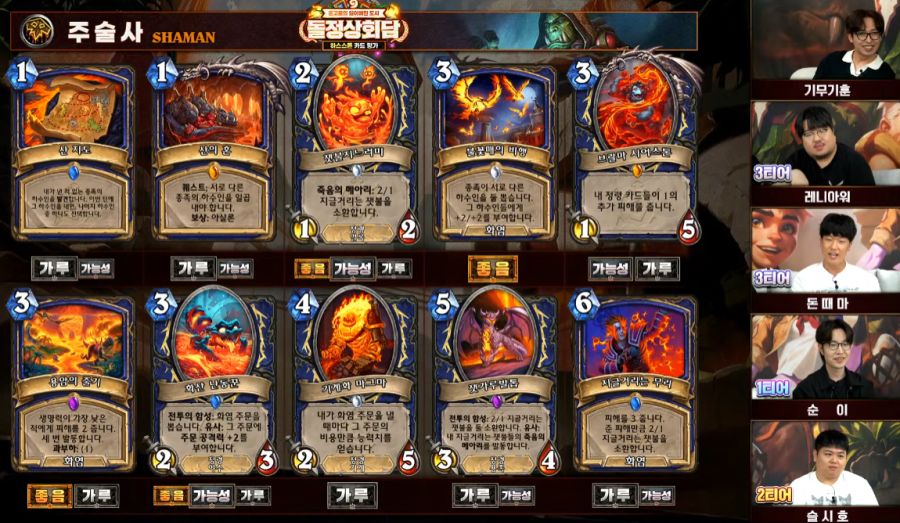 [하스스톤] 운고로의 잃어버린 도시 확장팩 공식 카드 평가 방송 결과_4.png