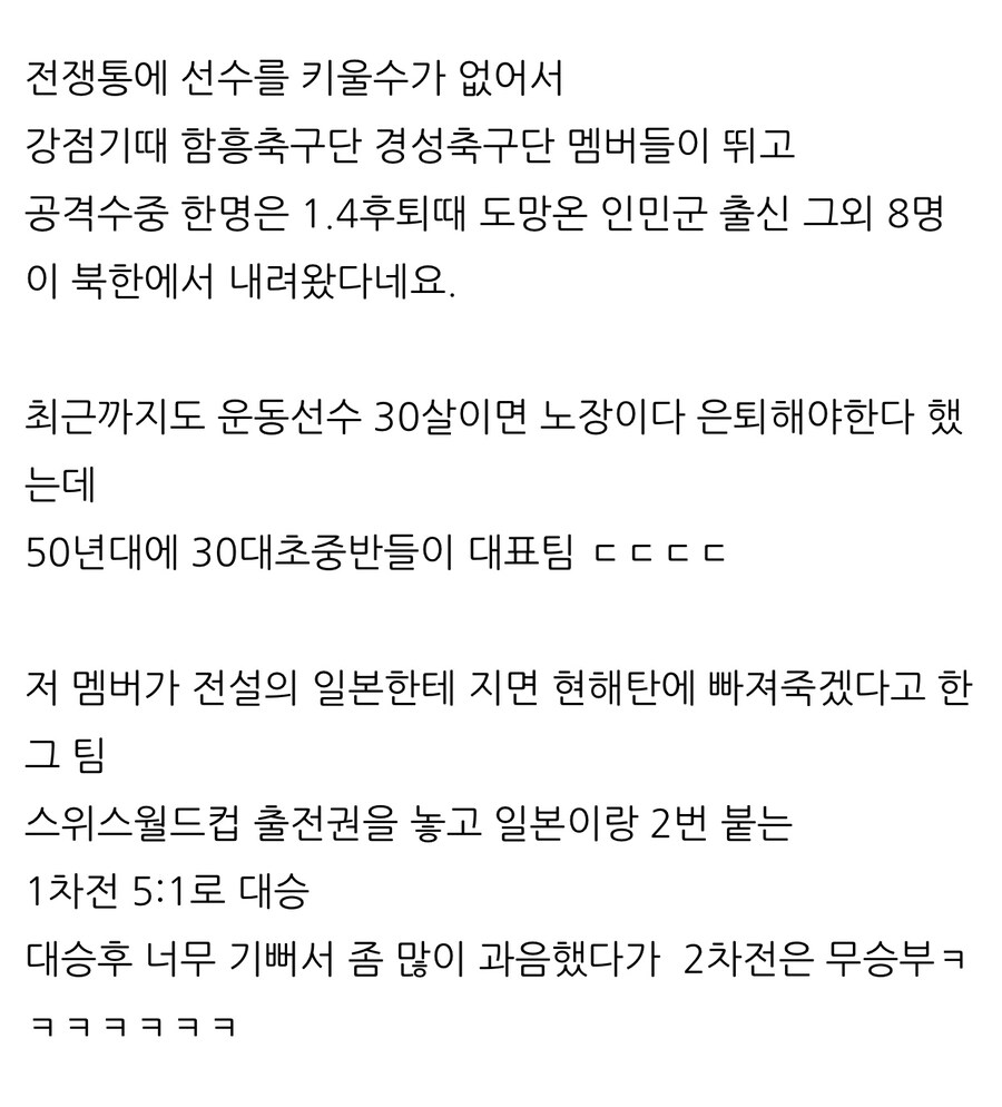 1954년 월드컵, 대한민국 대표팀의 나이대가 높은 이유.jpg_2.jpg