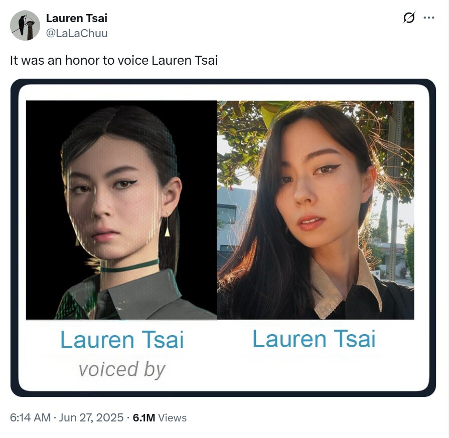 데스 스트렌딩 2에서 로렌 차이 성우를 하게 되어 영광입니다._1.png