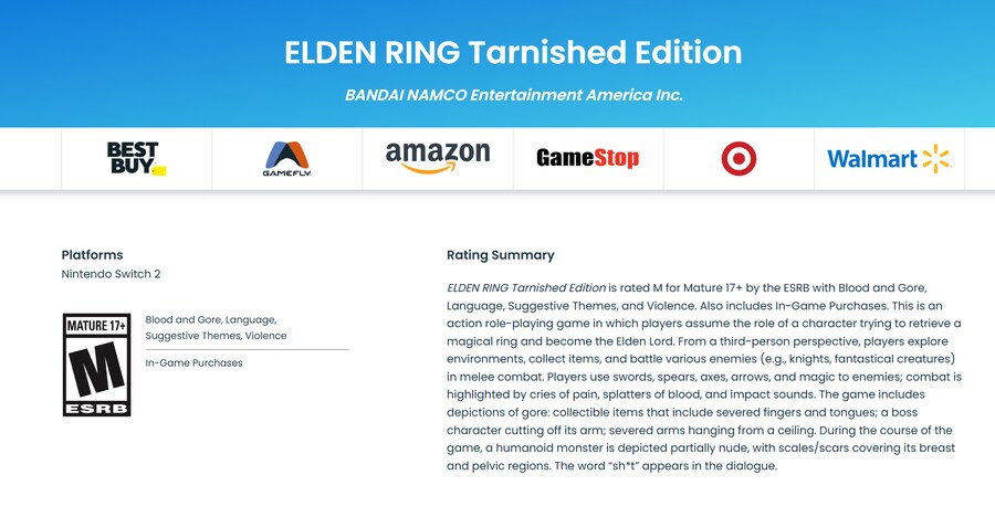 NS2 엘든 링 빛바랜자 에디션 북미 ESRB 심의 통과 확인_2.png