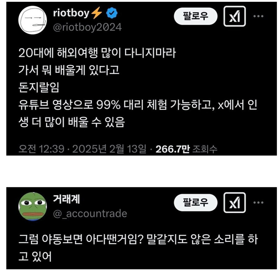 20대 해외여행 가지 말란 글에 갑자기 테슬람 깐 이유