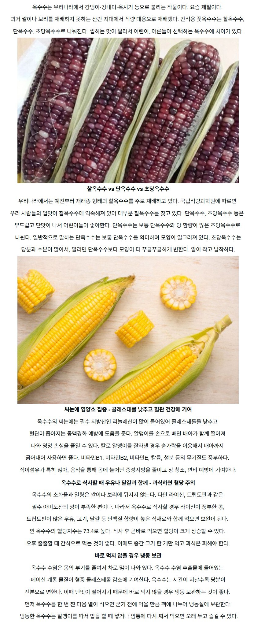 제철 맞은 옥수수, 종류와 장단점 및 보관방법_1.jpg