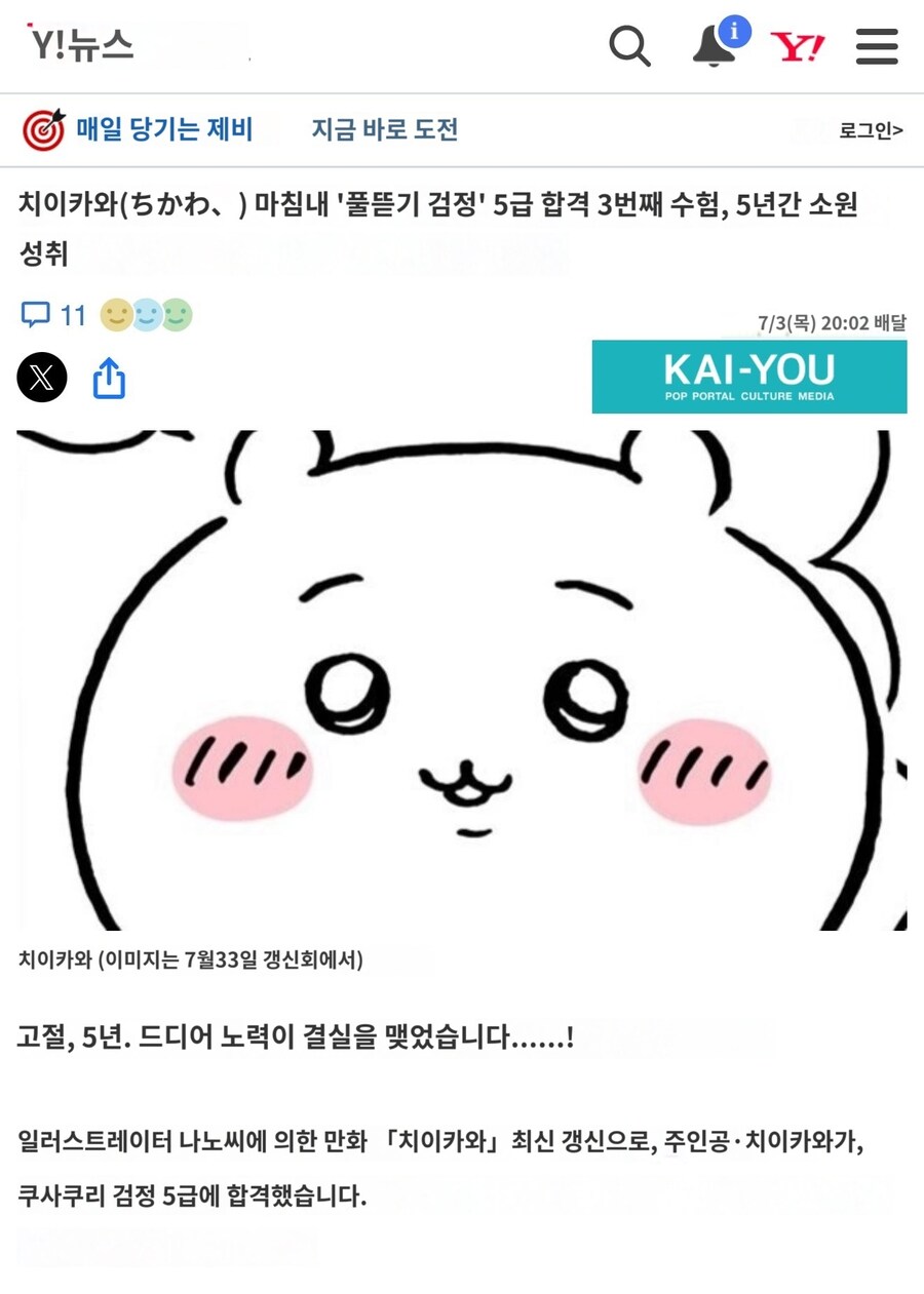 야후뉴스에도 뜬 햄찌 합격_3.jpg