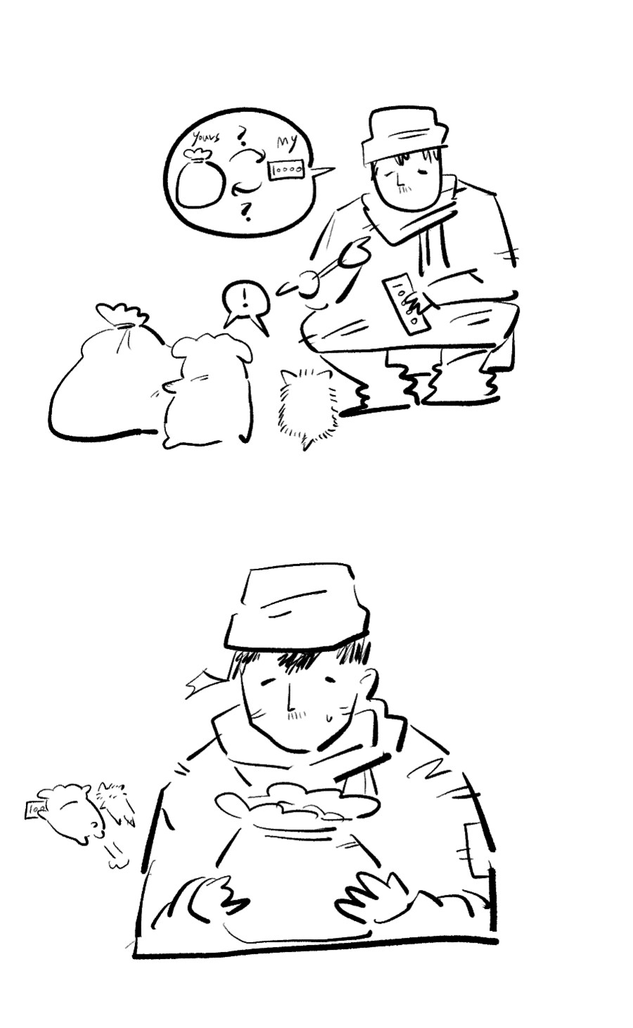강쥐랑 아깽이가 돈 모아서 케이크 사는 만화_8.png