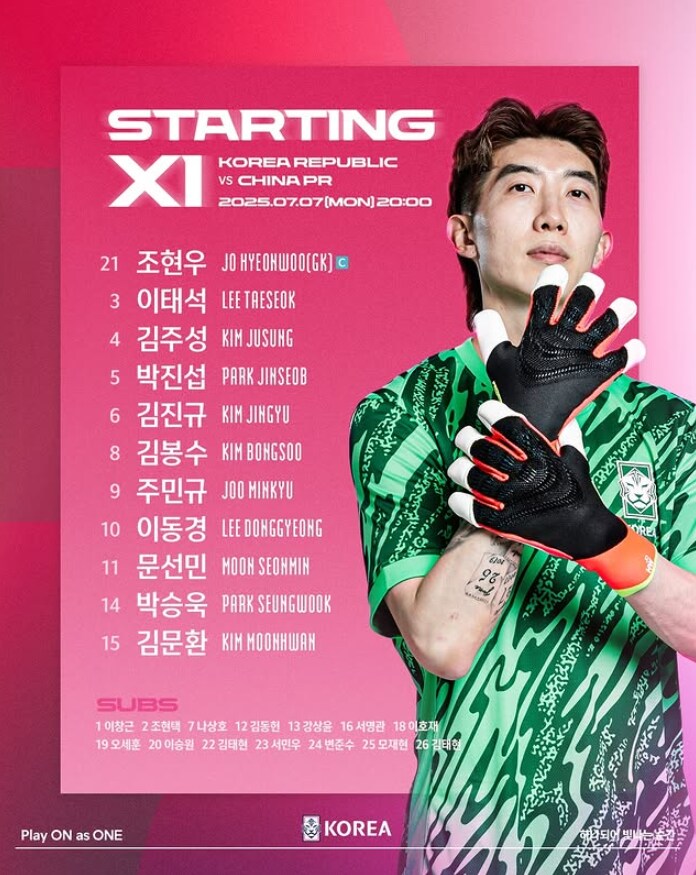 동아시안컵 개막전 선발 라인업_1.png