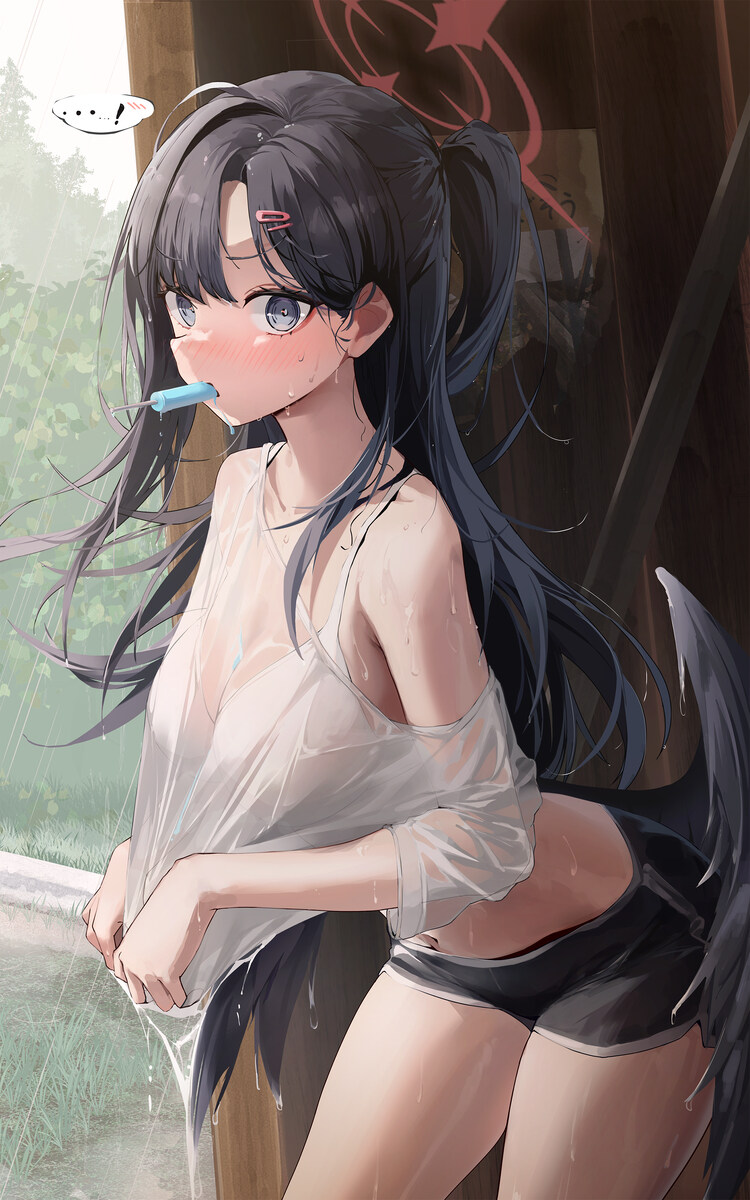 블루아카) 버스정류장(ㅅㅅ촌아님)에서 비 피하는 이치카_1.jpg
