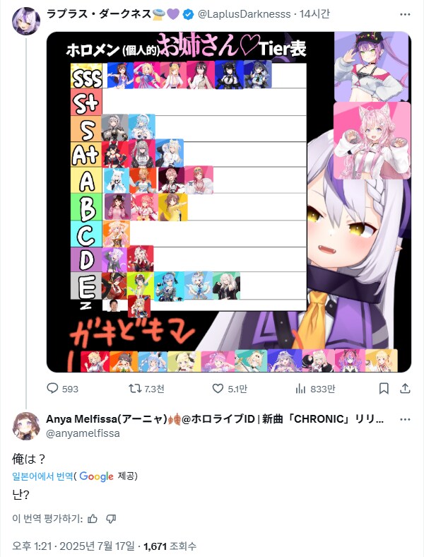 버튜버) 야마다의 누님 티어표를 본 아냐_1.png