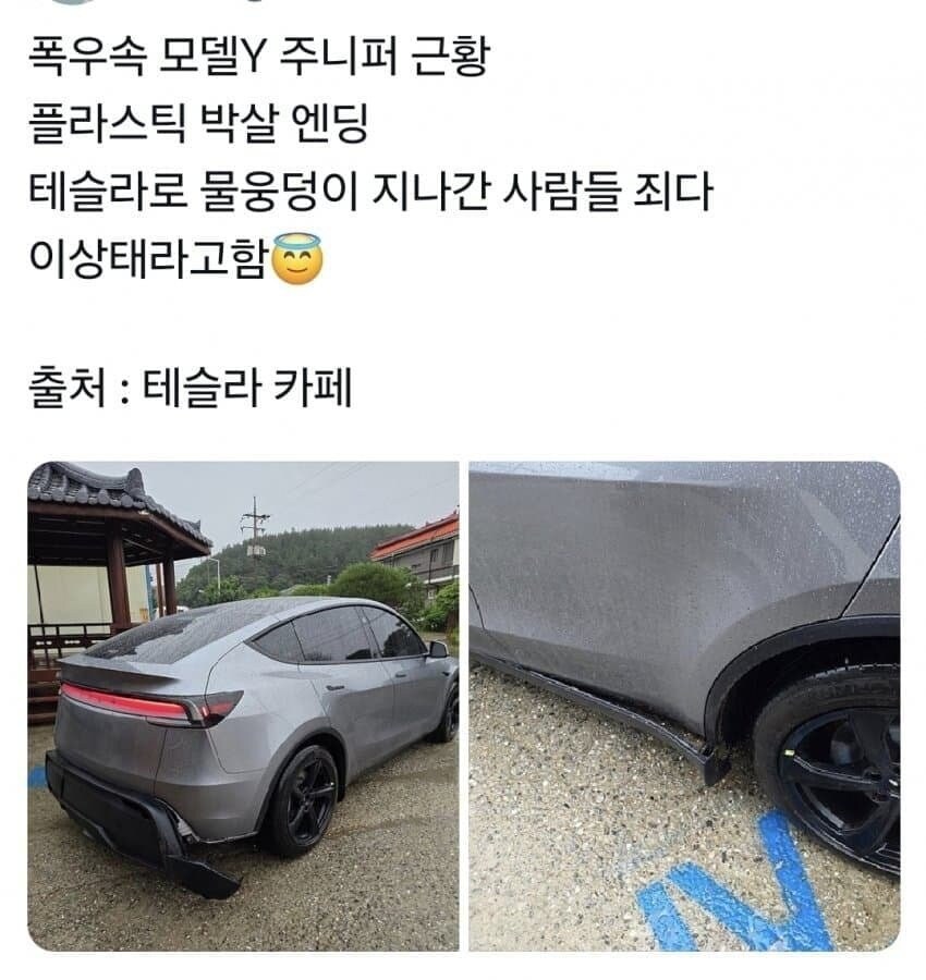 폭우 홍수 사태 한국 테슬라 오너들 근황.jpg_1.jpg