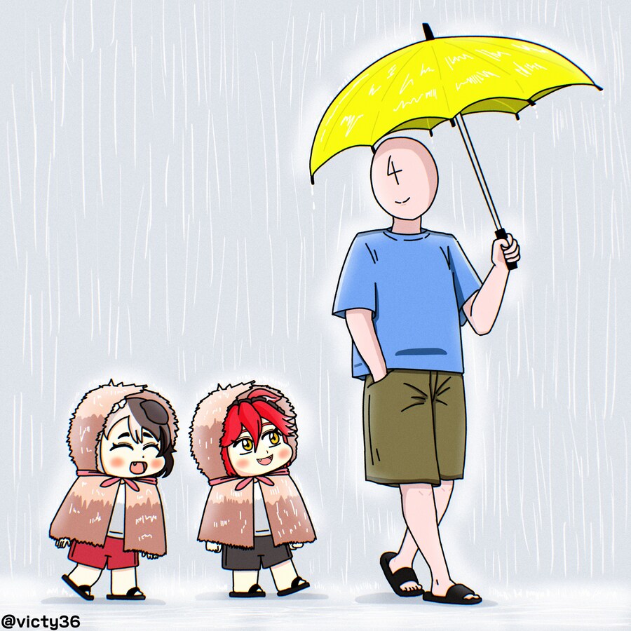라오) 비 오는 날 하치코&펜리르와 함께 걷는 사령관_1.jpg