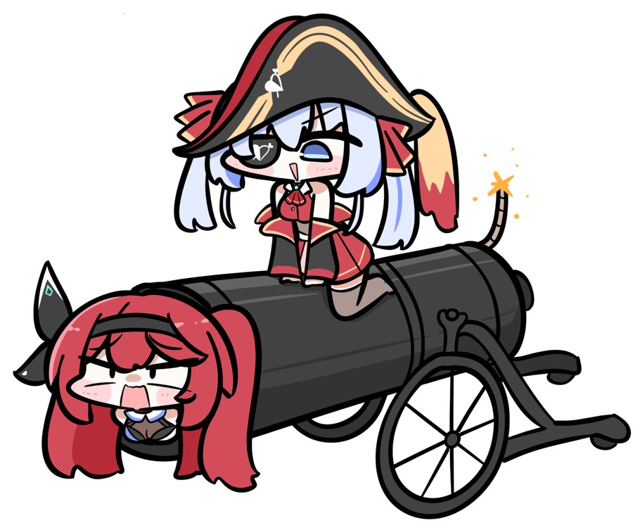미루 이모와 호쇼 마린이 서로 코스프레한 짤!_1.png