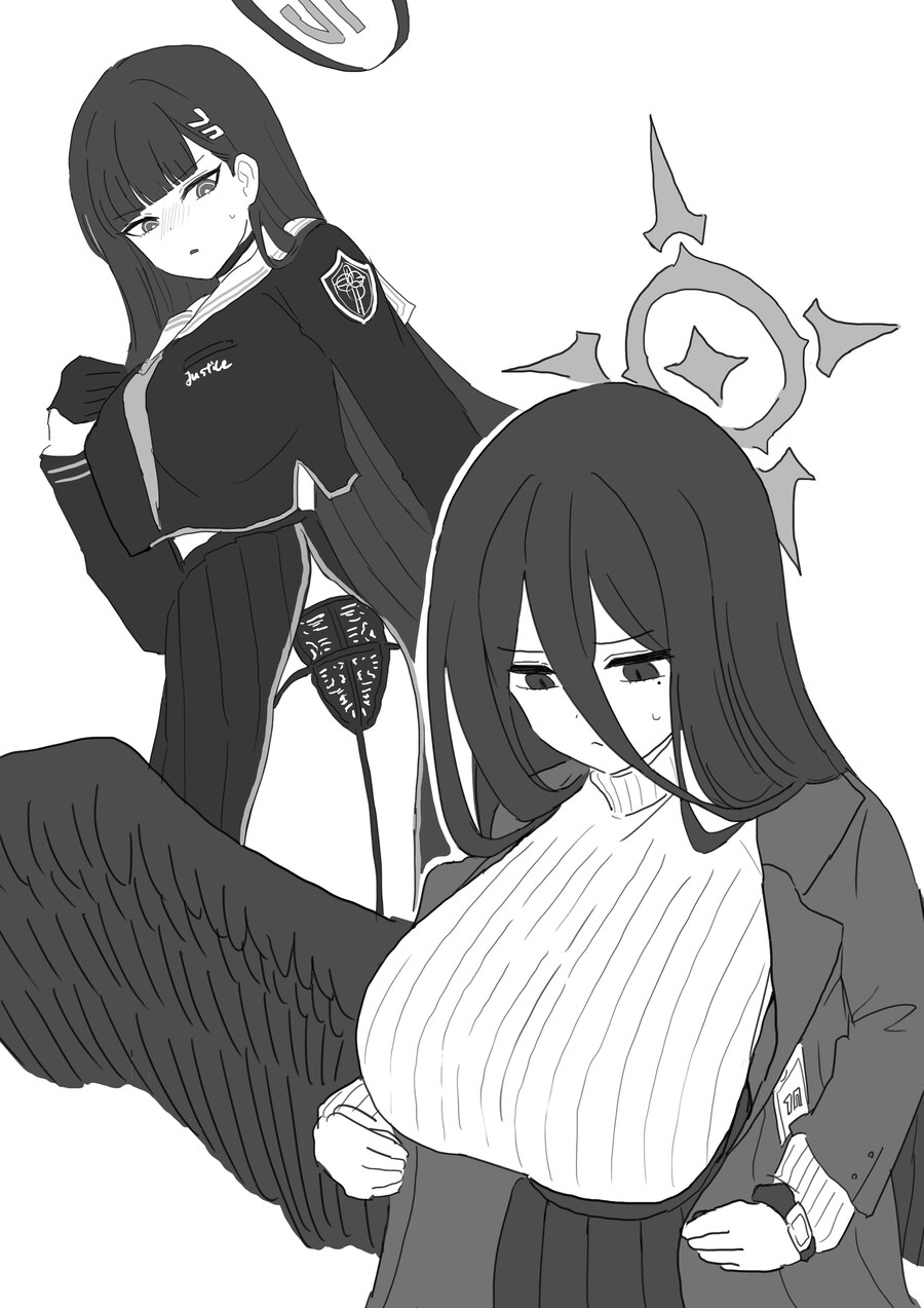 [블루아카] 옷 바꿔 입은 리오와 하스미_1.jpg