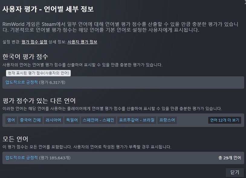 스팀] 언어별 평가 다르게 보여주던건 원래 있지 않았나?_1.png
