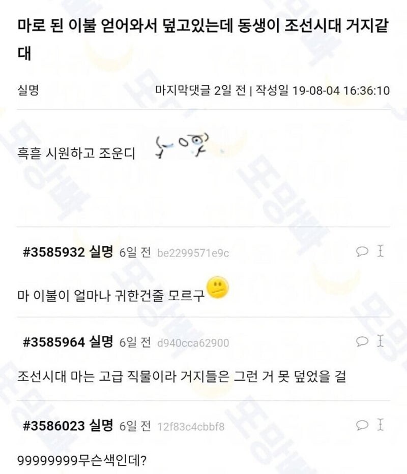 고급 이불 얻어와서 덮는데 동생이 거지같대.jpg_1.jpg