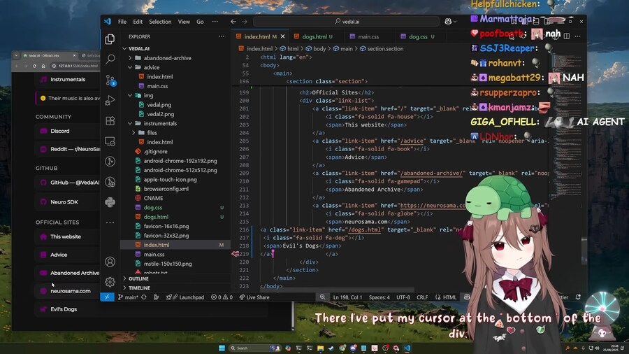버튜버) 이블 뉴로로 AI 웹코딩하는걸 컨텐츠로 써먹었네_1.png