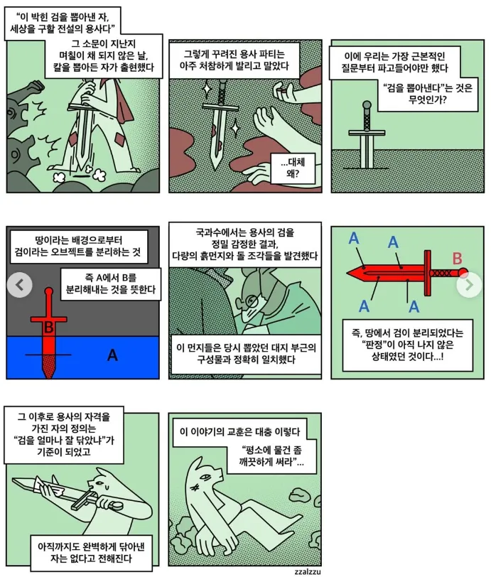 '이 박힌 검을 뽑아낸 자, 세상을 구할 전설의 용사다.'_1.webp