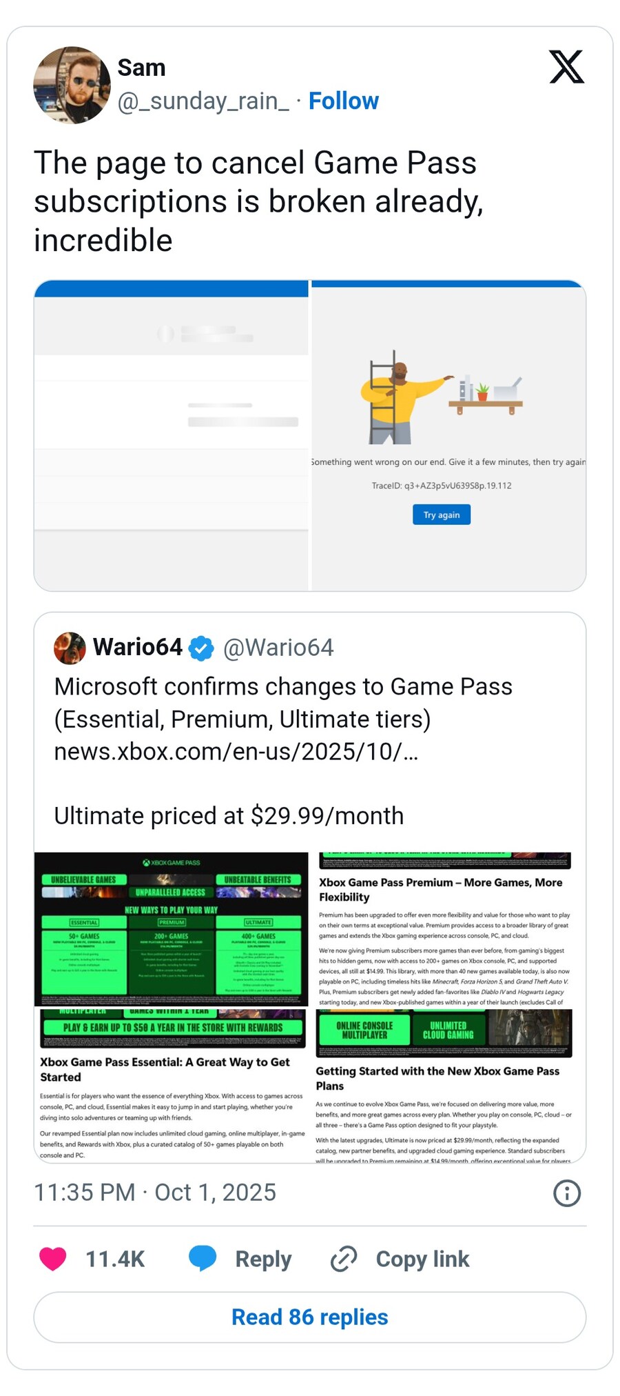 게임패스 가격이 급등한 후, 게임패스 구독을 취소할 수 있는 페이지 접속 폭발_2.jpg