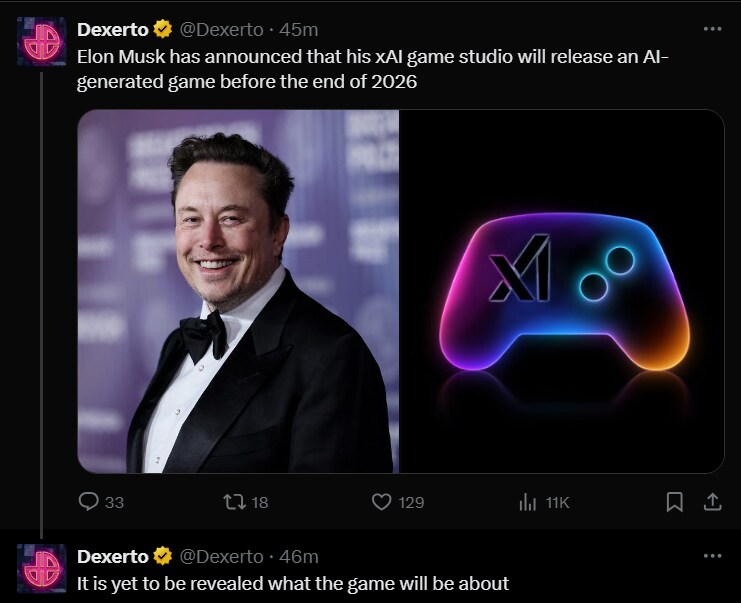 머스크 2026말까지 AI제작 게임 내놓을것_1.png