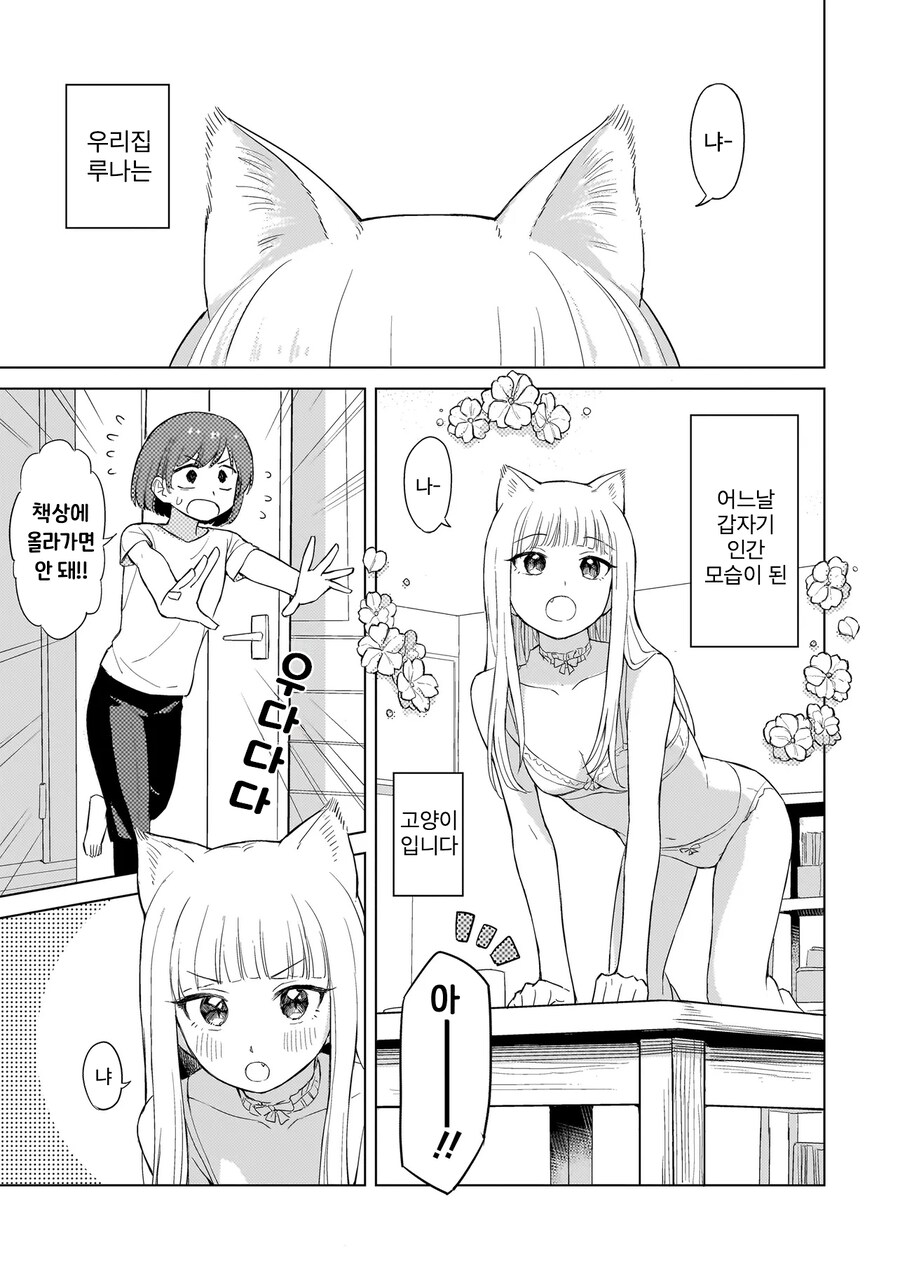 백합)키우던 고양이가 미소녀가 되어버리는 만화_2.png