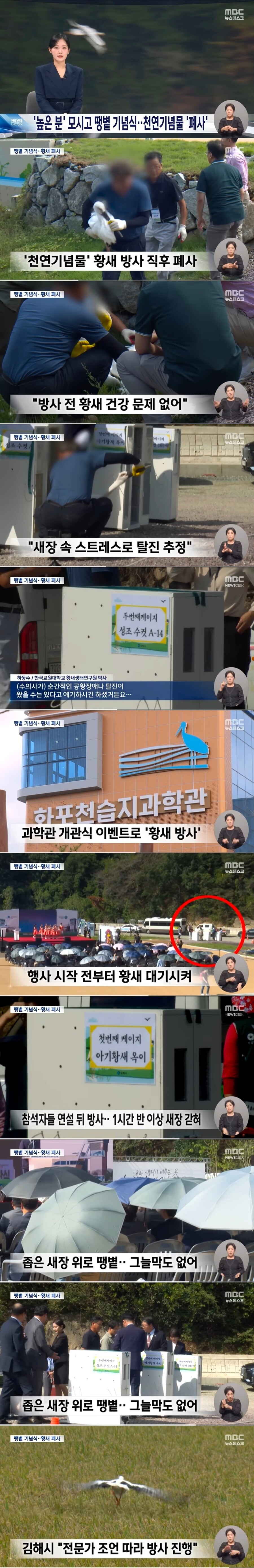 '높은 분' 모시고 땡볕 기념식....천연기념물 황새 폐사_1.jpg