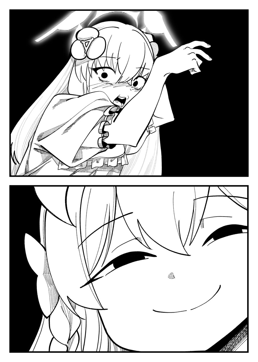 거울을 보며 왓삐 하는 잠옷 사쿠라코.manhwa_2.png