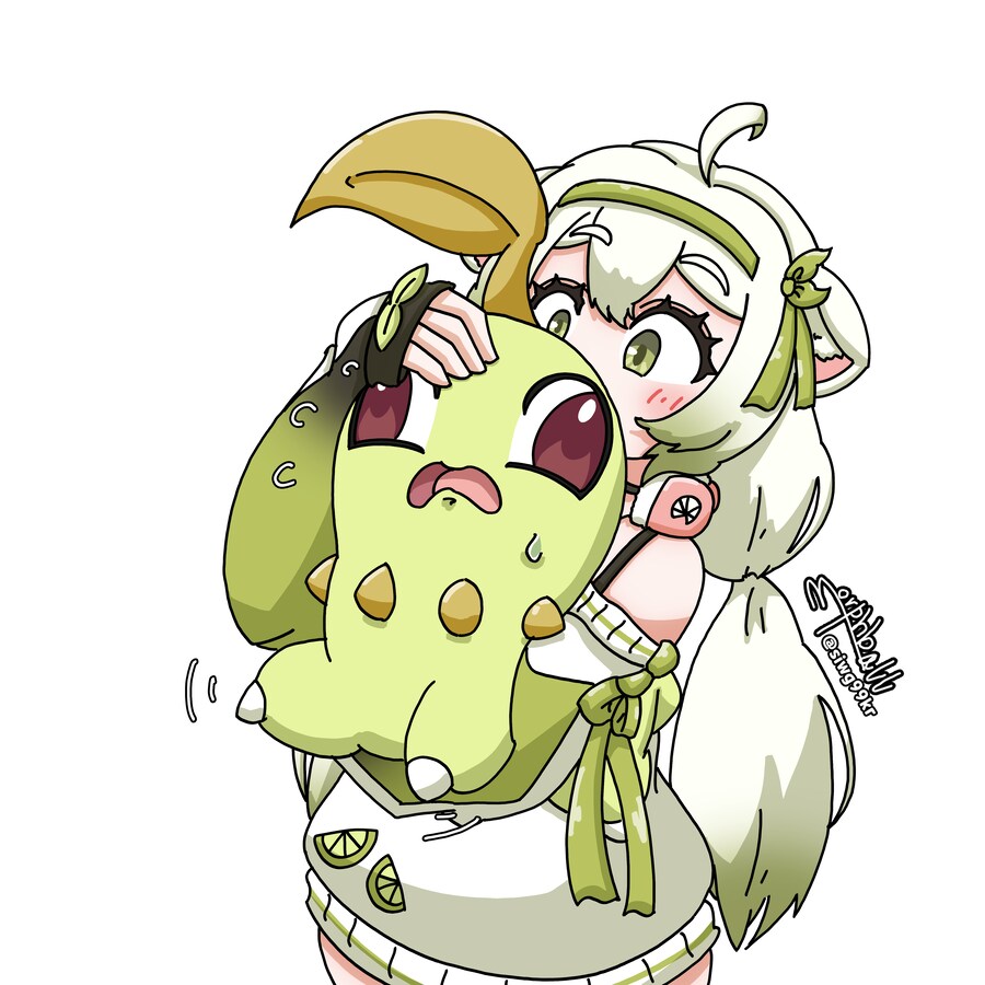 포켓몬/버튜버) 리퀘스트로 그린 치코리타랑 라이무_1.png