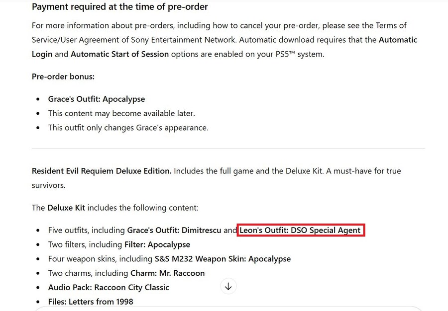 소니가 실수로 레온을 바이오하자드 레퀴엠 스토어 페이지에 유출_2.jpg