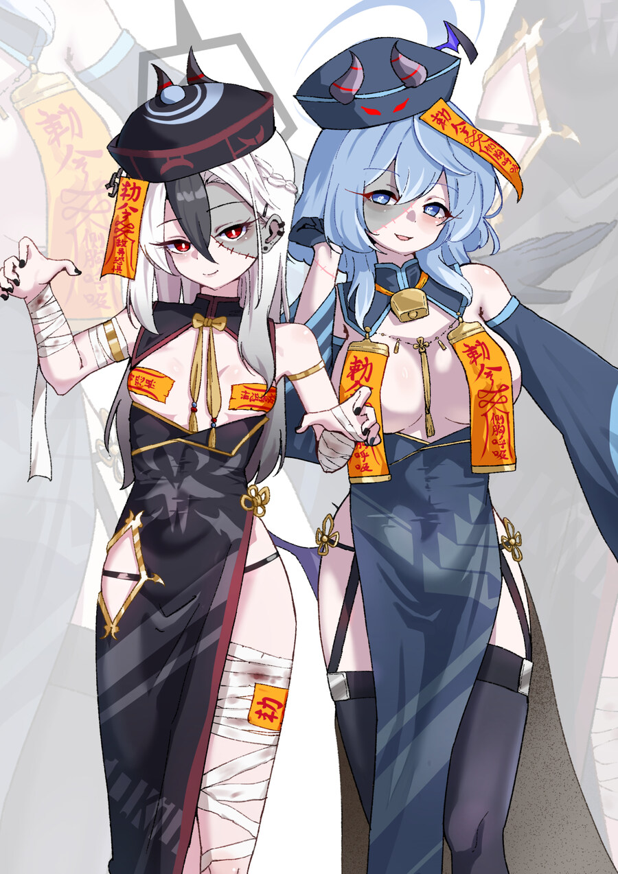 블루아카)할로윈 강시 코스프레한 아코,카요코_1.jpg