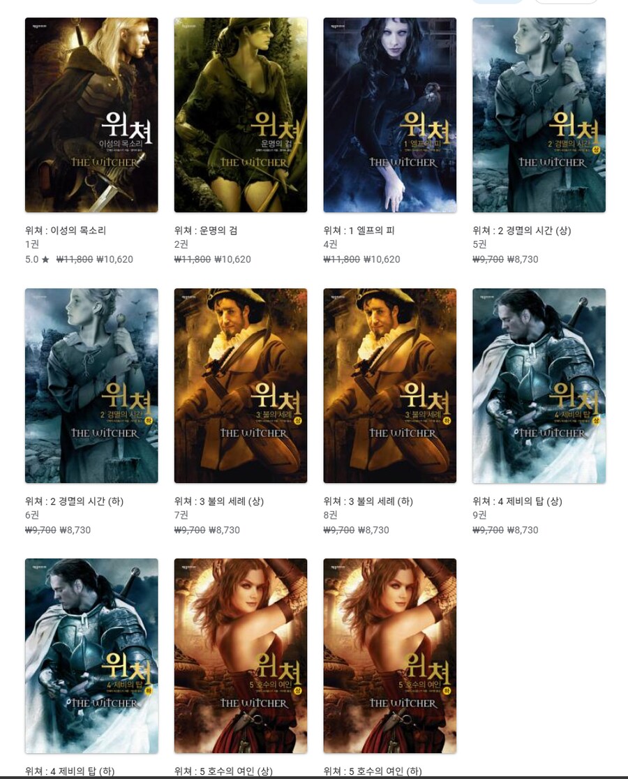 [구글북스] 위쳐 소설 전권 (권당 ~10620원)_1.png