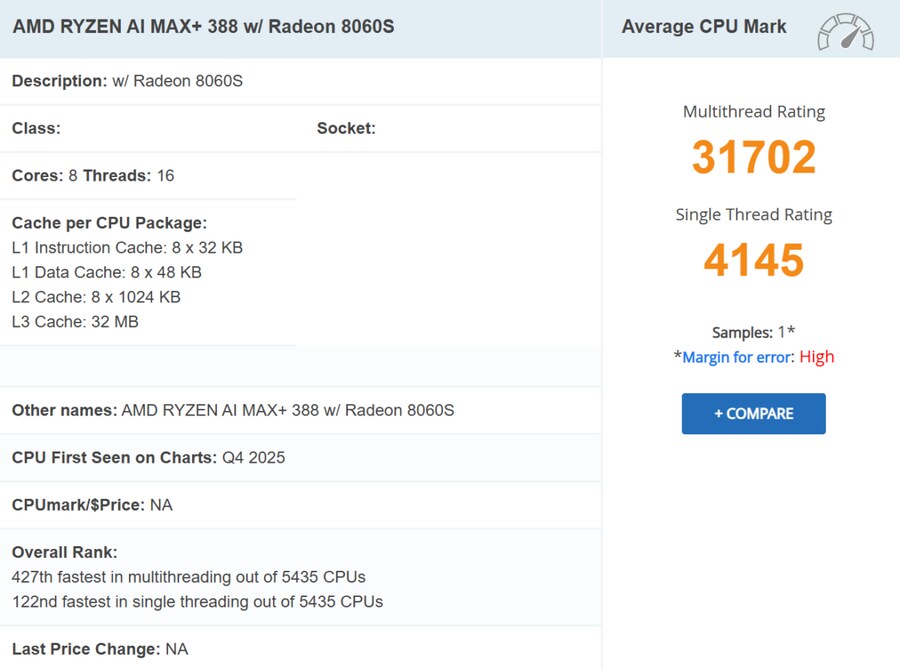 AMD Ryzen AI MAX+ 388 벤치마크 등록_1.png