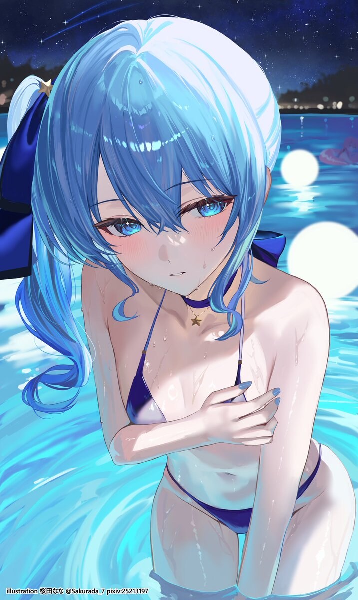 버튜버) 한밤의 수영장 에서의 수영복 스이세이_1.jpg