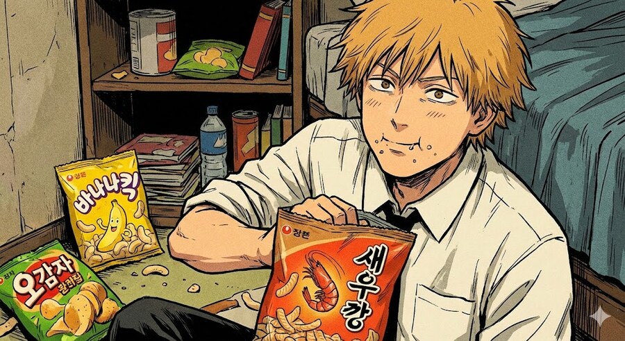 나노바나나) 새우깡먹는 덴지_1.jpg