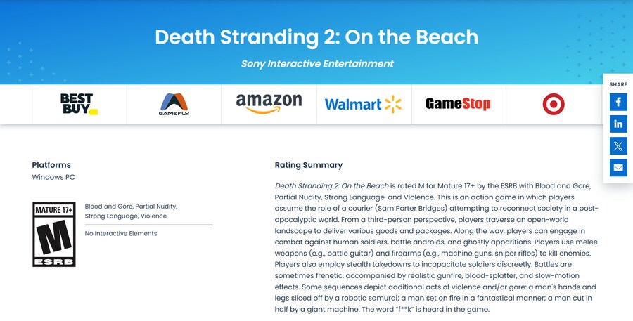 ESRB 심의 통과한 '데스 스트랜딩2: 온 더 비치', PC버전 출시 가시화_1.png