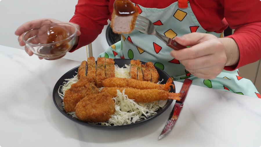 짱구는 못말려 남성용 돈까스 세트 100% 재현하기.jpg_86.jpg