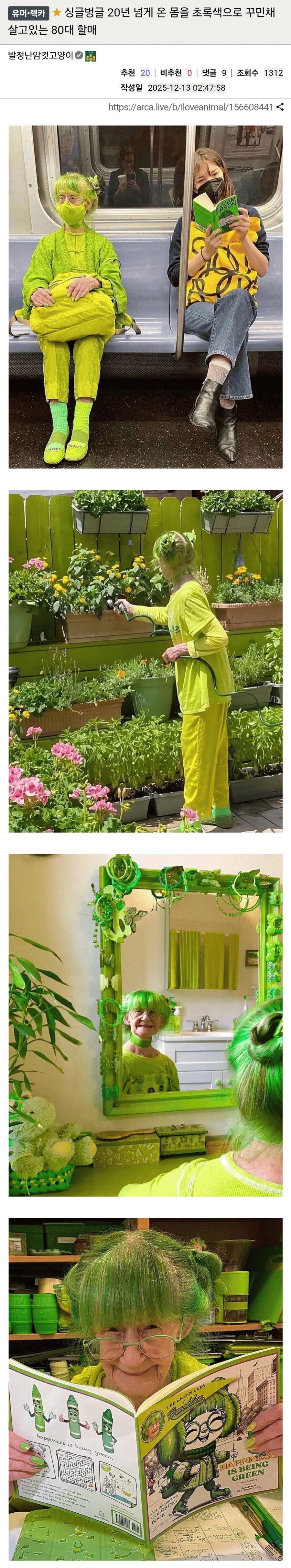 20년 넘게 온 몸을 초록색으로 꾸민채 살고있는 80대 어르신_1.png