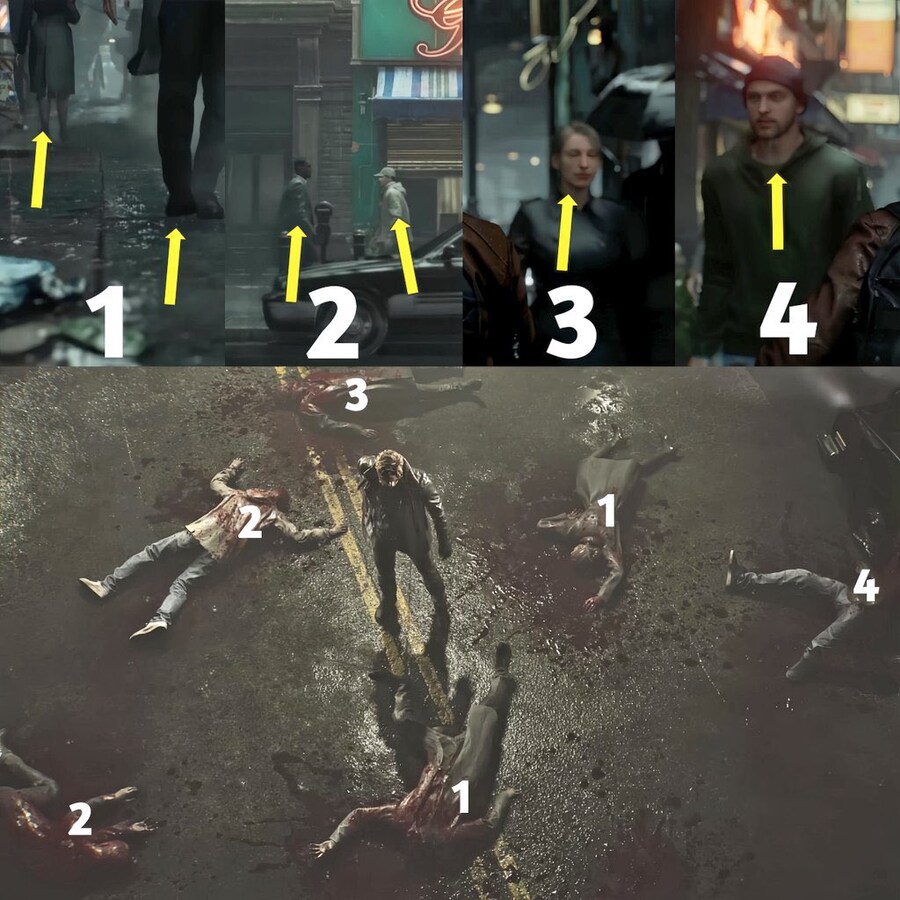 첫번째와 두번째 예고편에서 본 NPC 캐릭터들은 좀비가 되어 레온에게 죽임을 당했_1.jpg