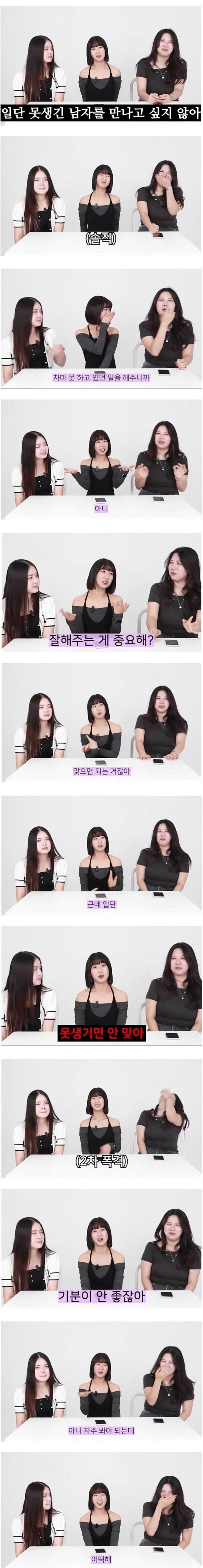 못생긴 남자를 볼 때 여자들의 속마음