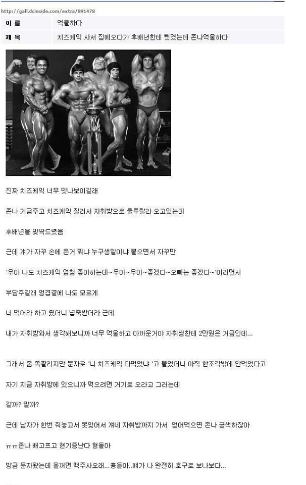 치즈케익 사서 집에오다가 후배년한테 뺏겼는데 존나억울하다_2.png