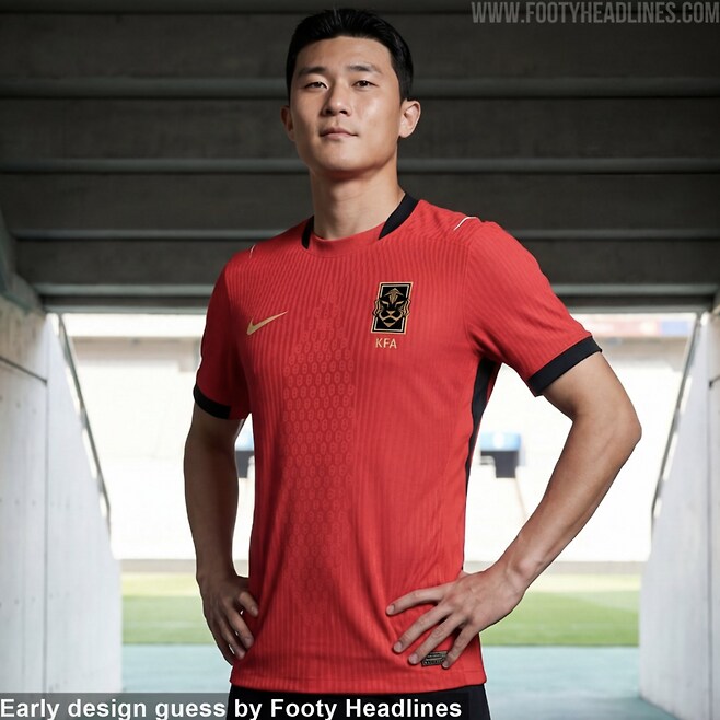 대한민국, 북중미WC 홈 유니폼 색상+디자인 레드+골드+블랙 조화_1.png