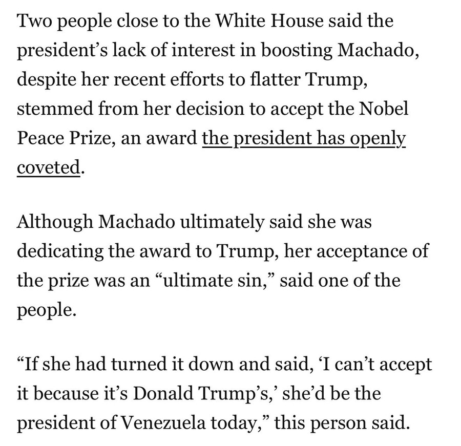 워싱턴포스트) 트럼프가 마차도를 버린 이유 : 마차도가 노벨 평화상 받아서_1.jpg