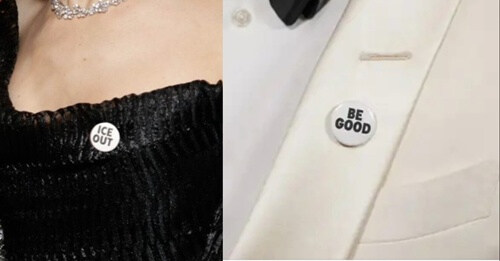 "ICE아웃"아리아나 그란데·마크러팔로 골든글로브에서 정치메시지 배지 달고 나와_1.jpg