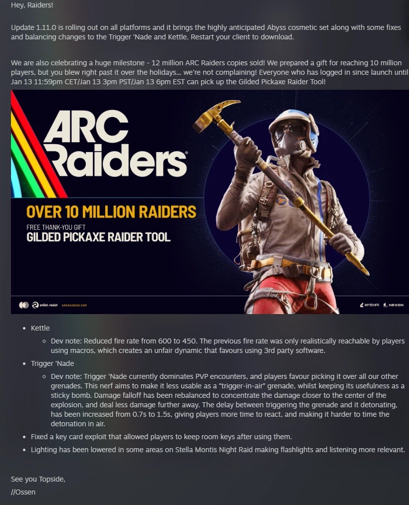 아크레이더스] 케틀, 트리거류탄도 너프된 와중에_1.webp