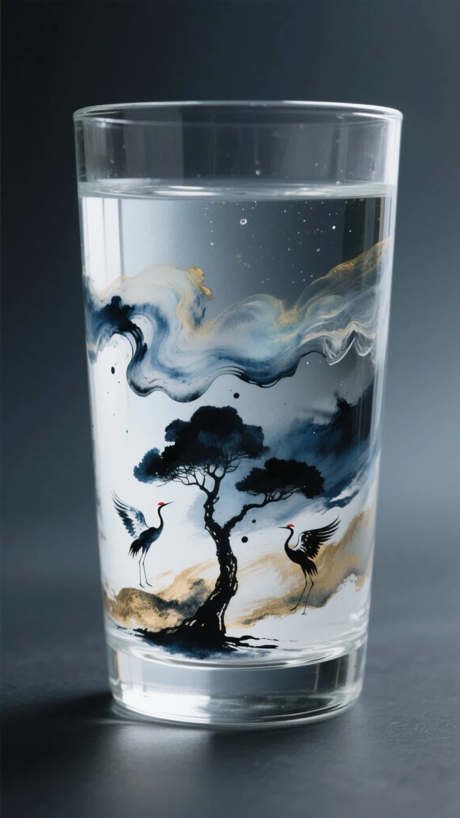 AI) 물컵에 물감을 떨어뜨려 만든 예술 컨셉_1.webp