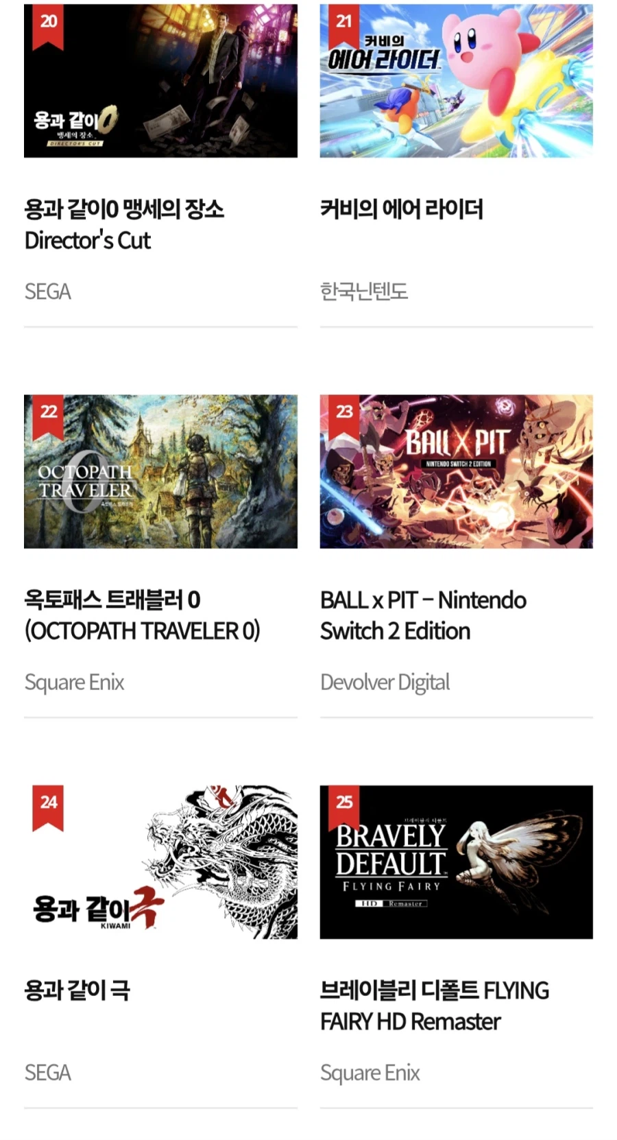 한국닌텐도, 2025년 닌텐도 스위치 2 연간 다운로드 랭킹_6.webp