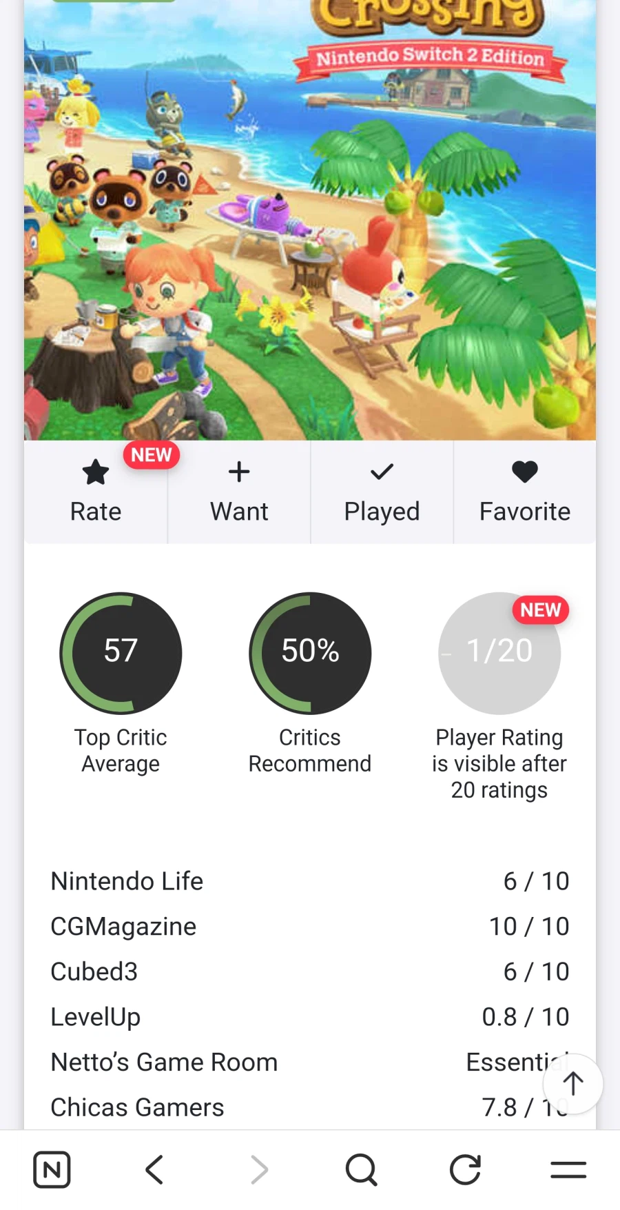 동물의숲 스위치2 에디션 오픈크리틱 점수_1.webp