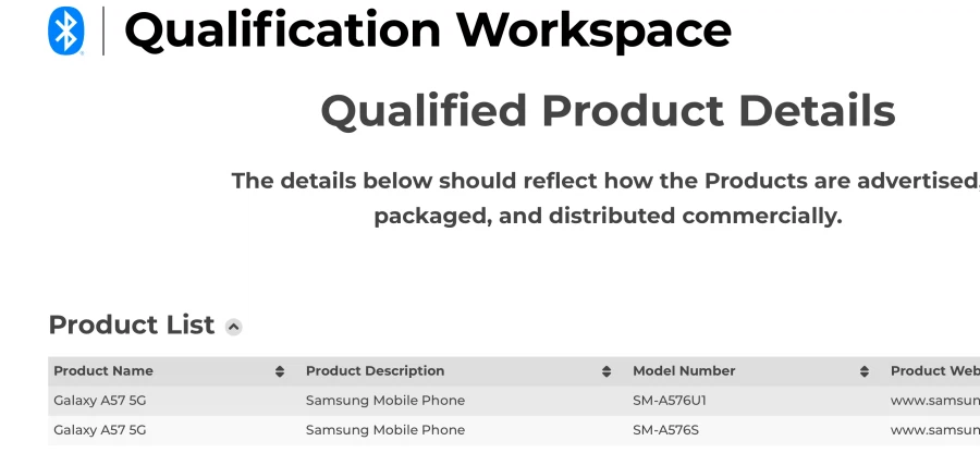 갤럭시 A57 SKT 블루투스 인증_1.webp