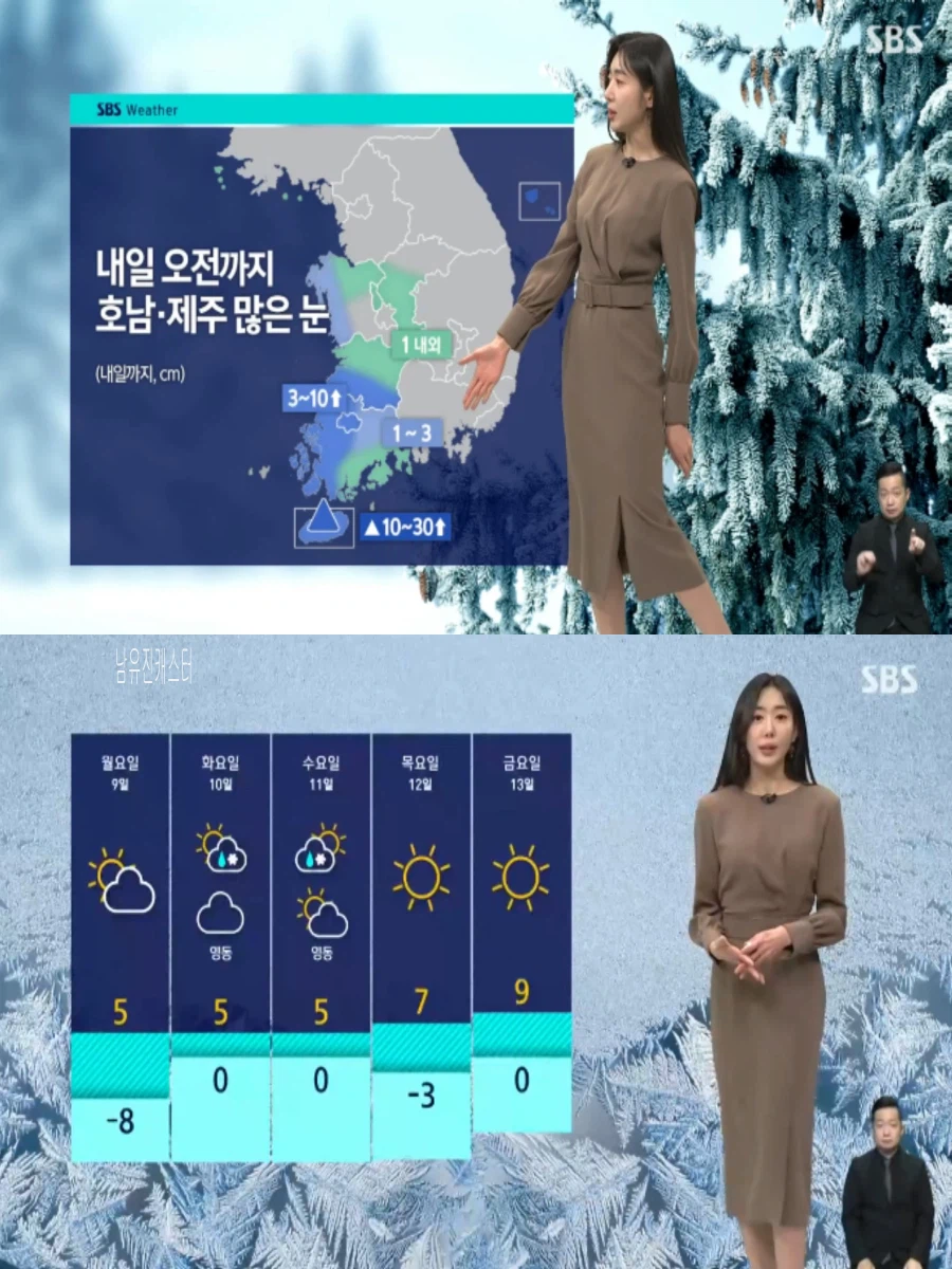 휴일, 더 춥다(대설 특보, 오전 호남 제주 많은 눈)_7.webp